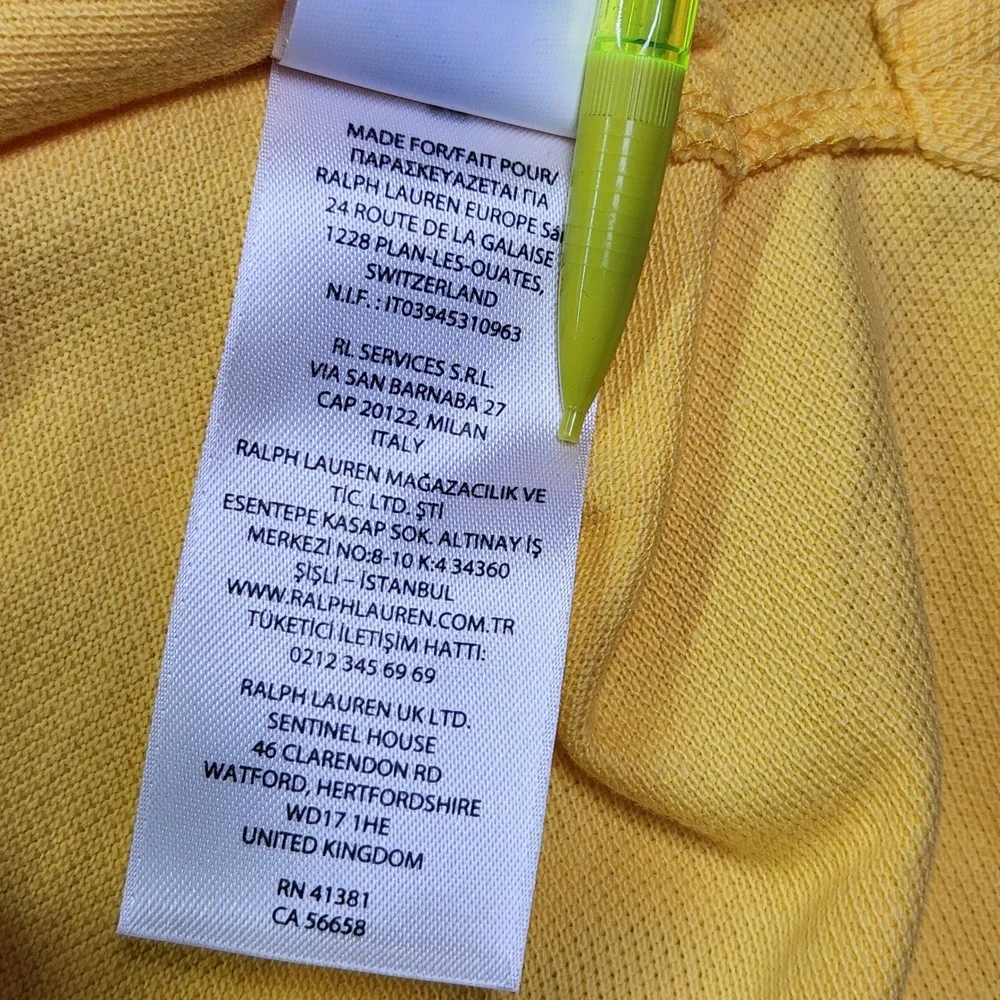 Polo Ralph Lauren Mens Classic Fit Short Sleeve Polo Shirt Yellow Small‎ S
